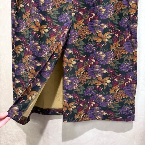 Briggs New York Plus Size 20W Midi Skirt Floral Slit Whimsigoth Dark Academia - Picture 6 of 10